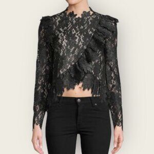 Saylor Jasmyn Long Sleeve Coated Lace Top Black